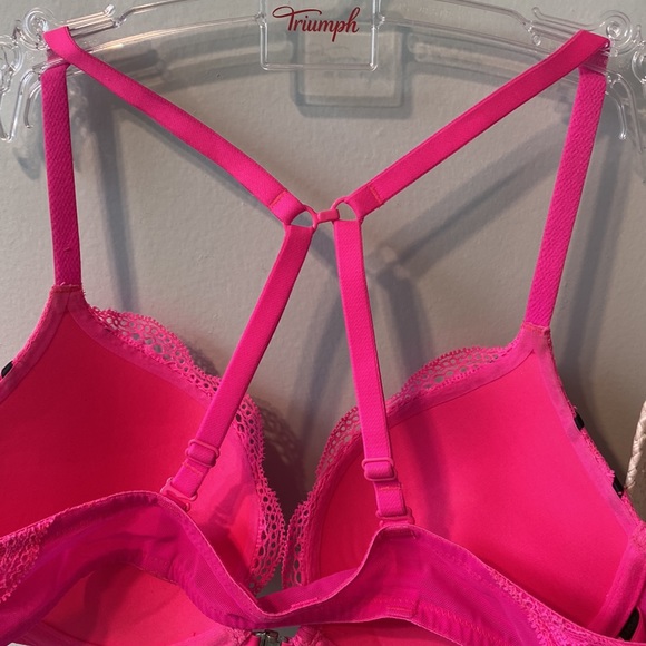 💖BEYOND SEXY La Senza limited edition ribbon & jewel embellished bra 36A PINK - Picture 6 of 11